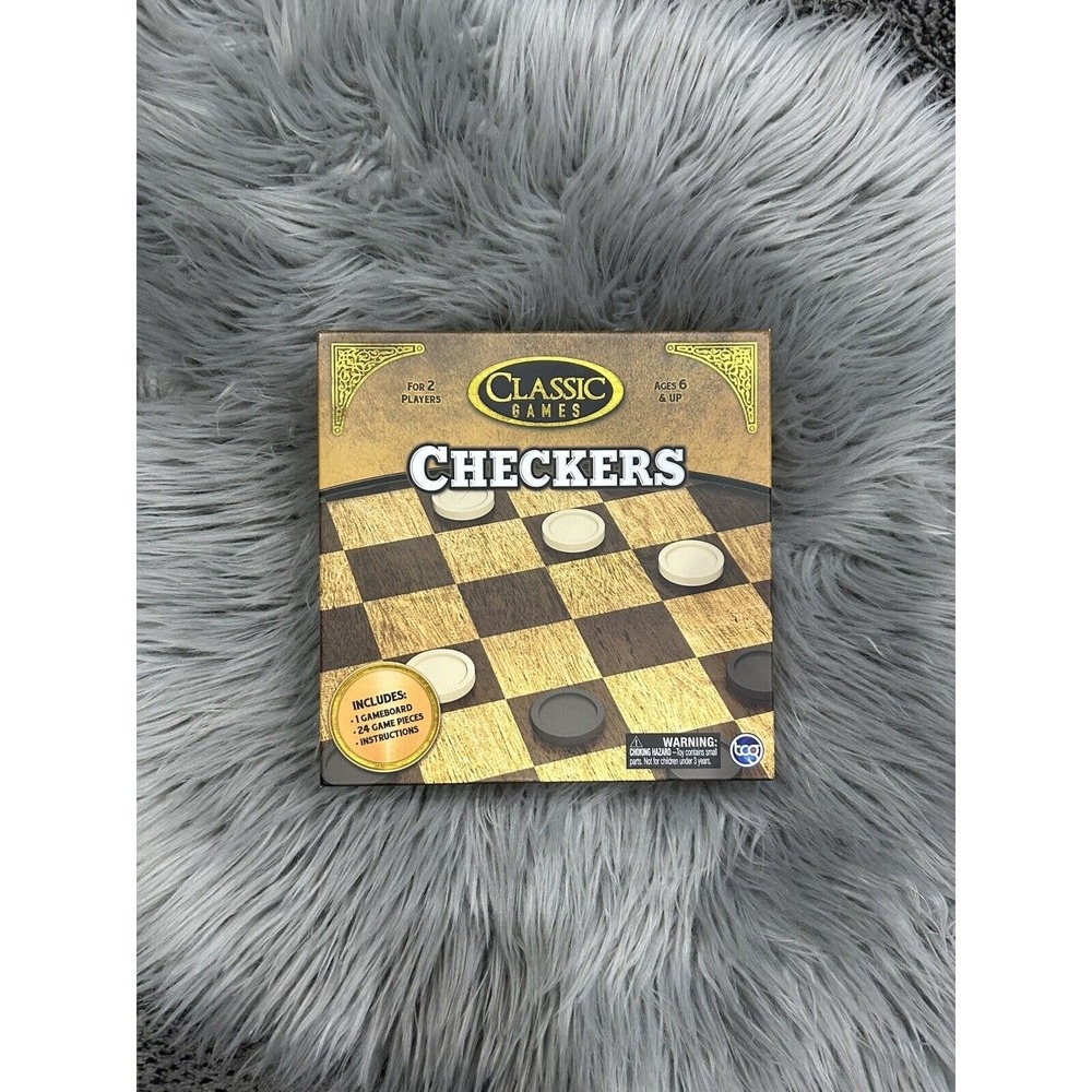 Checkers Set, Board and‎ 25 Game Pieces, New, Classic Games